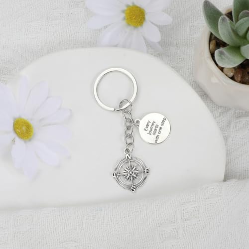 Airplane Keychains Travel Keychain for Women Compass Keyring Travel Airplane Keychain Gifts with Angel Charm - color: White1