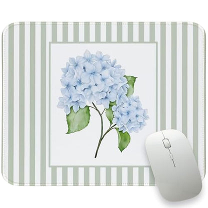 Sage Green Mouse Pad Blue Hydrangea Aesthetic Mouse Pad, 10.2x8.2 - color: Blue and Green Hydrangea, size: 10.2L x 8.2W inches