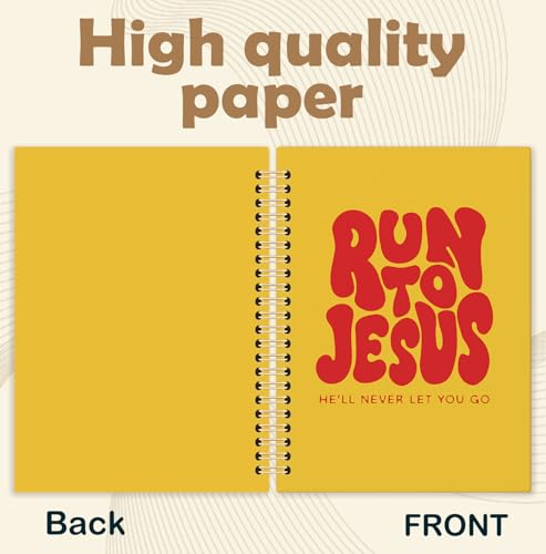 Red and Yellow Christian Spiral Notebook, Run to Jesus Bible Verse Journal, Religious Scripture Journals for Writing, Bible Notebooks for Note Taking, Church Notes Journal, 5.5x8.3 Inch - color: God-Red and Yellow