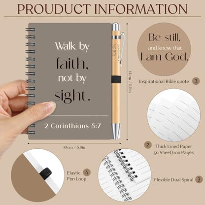 Eaasty 10 Sets Christian Gifts Bulk Bible Notebook with Pen, Black, Brown - color: Black, Brown