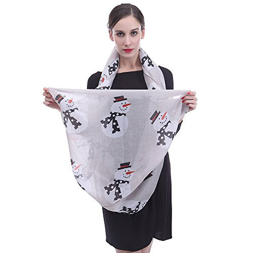 Lina & Lily Holiday Christmas Pattern Print Women's Infinity Scarf Lightweight - color: Silver, Snowman
