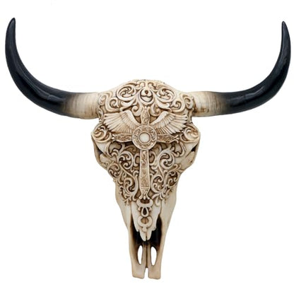 alikiki Western Cow Skull Wall-Decor - Realistic Animal Head Wall Hanging