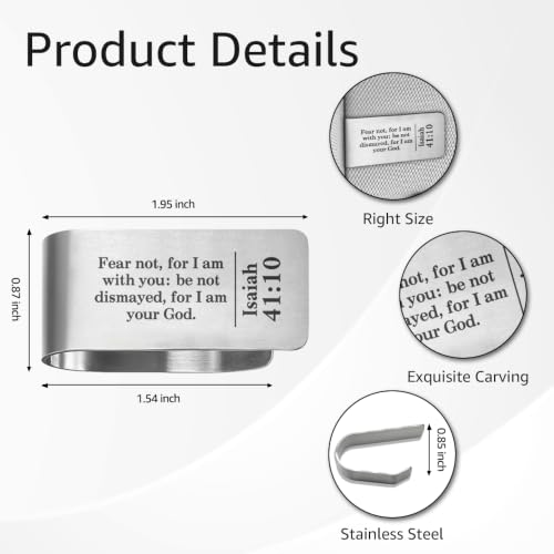 Isaiah 41:10 Car Sun Visor Clip, Christian Sun Visor Accessory - color: Silver120