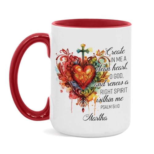 Colorful Heart And Cross Design Cup, Custom Name Inspiring Christian Mug, Personalized Religious Cup 11oz 15oz, Gift For Family Member, Customized Christian Bible Verse Coffee Mug - color: HOA-624-2168-RIGHT SPIRIT WITHIN ME MUG