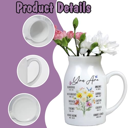 Christian Gifts for Women Birthday, Religious Vases for Flowers, Bible Verse Gift, Inspirational Gifts for Friends, Mom, Sister, Daughter, Girl, Female Coworker