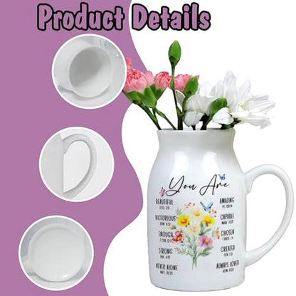 Christian Gifts for Women Birthday, Religious Vases for Flowers, Bible Verse Gift, Inspirational Gifts for Friends, Mom, Sister, Daughter, Girl, Female Coworker