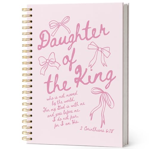Pink Bow Christian Bible Journal Notebook for Women Teen Girls Kids - color: daughter of the king