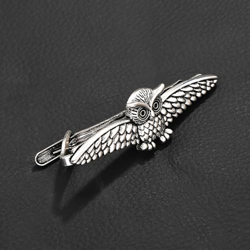 Novelty Silver Gold Black Tie Clip for Men Unique Owl Fish Shark Guitar Cross Tie Bar Neckties for Regular Wedding Business Tie Pin Clips Jewelry - style: Silver Owl