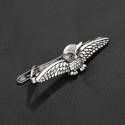 Novelty Silver Gold Black Tie Clip for Men Unique Owl Fish Shark Guitar Cross Tie Bar Neckties for Regular Wedding Business Tie Pin Clips Jewelry - style: Silver Owl