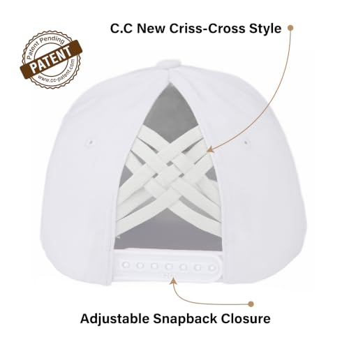 C.C Women's Criss-Cross Ponytail Trucker Hat - Snapback, One Size - color: Floral Flag-white