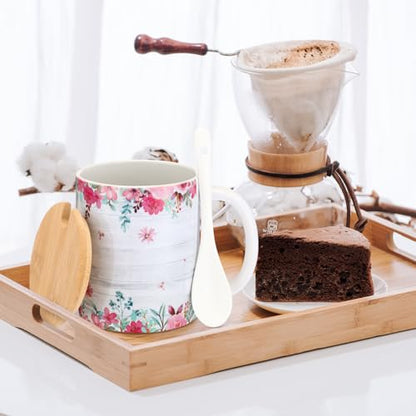 Remerry 6 Pcs Christian Women Bulk Gifts 12 oz Religious Coffee Mugs Cups Vintage Floral Ceramic Bible Verse Mugs with Lid Spoon for Sunday School Teachers Nurses Church Women Group Gifts(English) - style: English