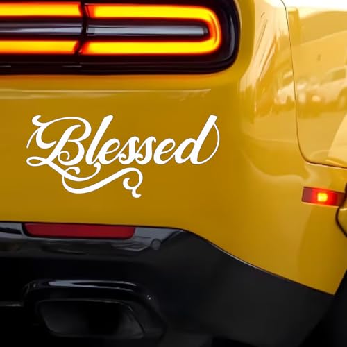 2-Pack Blessed Vinyl Decal - 5.5"x2.4" Waterproof Christian Lettering Sticker for Cars, SUVs, RVs & Laptops - BD54 (White) - color: White