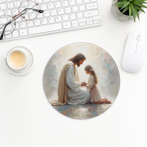 Jesus Praying With Girl Christian Religious Mouse Pad 7.9x7.9 Inch,Christian Jesus Church Prayer Mouse Pads Gift for Women Girls - color: Cute Sloth 26