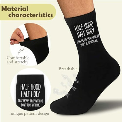Christian Bible Verse Black Crew Socks, Religious Quote Socks, Faith Inspirational Christian Gift for Men Women。 - color: Black Religious 7