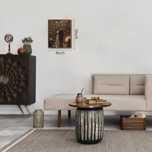 Moody Library Couple Canvas Wall Art 8x10 inch - color: Couple, size: 8"x10" Natural