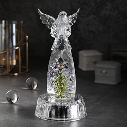 Praying Angel Acrylic Statue 8.6”H LED Lighted Christmas Decor