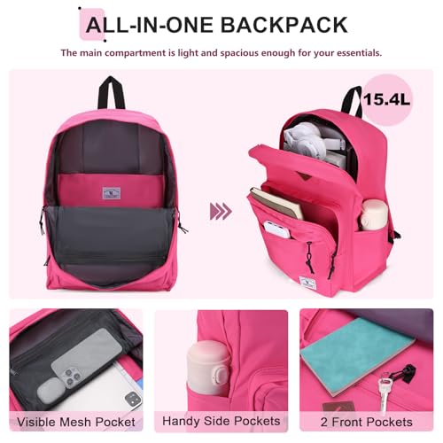 VX VONXURY Kids Backpack for School Travel,16.7 Inch Lightweight Bookbag - color: Dark Pink