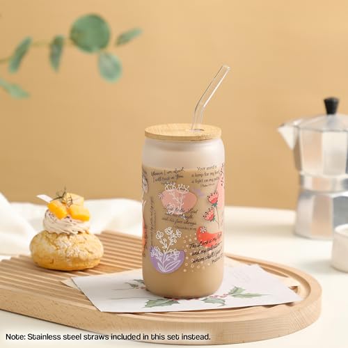 4Pcs Bible Verse Coffee Mug 16oz, Christian Gifts For Women, My Daily Bible Affirmations Tumbler, Religious Gift & Bible Accessories for Sister, Wife and Friends, Iced Coffee Cups with Lid & Straw - color: 4Pcs