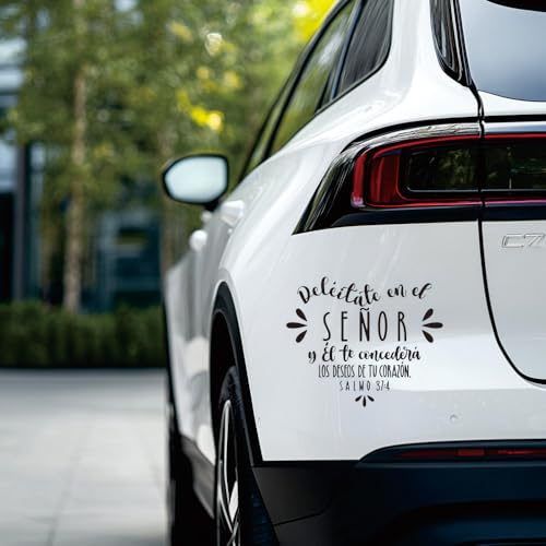 Religious Spanish Quote Car Sticker, Scripture Verse Auto Window Decal - color: Black
