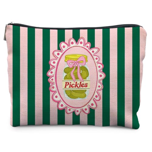 Pickle Lover Gifts Canvas Makeup Bag for Women - color: pickles