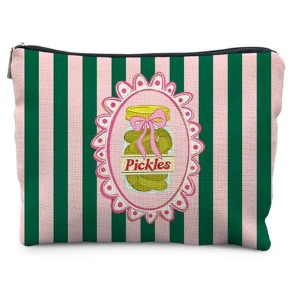 Pickle Lover Gifts Canvas Makeup Bag for Women - color: pickles