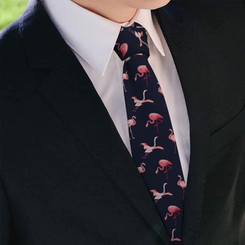 Men's Neckties, Novelty Printed Skinny Tie for Work Casual Party - color: Flamingo