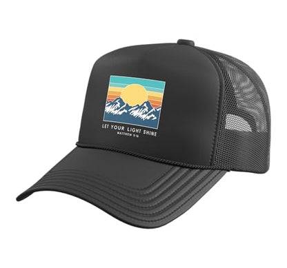 Let Your Light Shine Matthew 5:16 - Vintage Bible Verse Trucker Hat with Adjustable Mesh Back