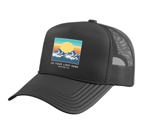 Let Your Light Shine Matthew 5:16 - Vintage Bible Verse Trucker Hat with Adjustable Mesh Back