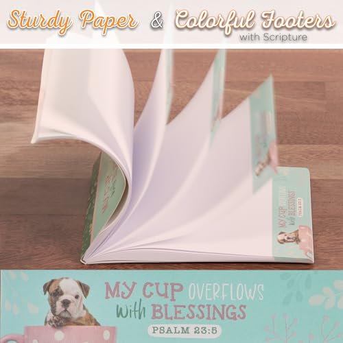 Christian Art Gifts Small Scripture Notepad for Women: Cup Overflows - color: Teal/Puppy