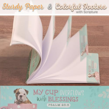 Christian Art Gifts Small Scripture Notepad for Women: Cup Overflows - color: Teal/Puppy