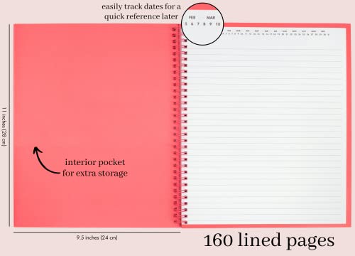 kate spade new york Large College Ruled Notebook, 11" x 9.5" Spiral Notebook with 160 Pages - color: Forest Feline