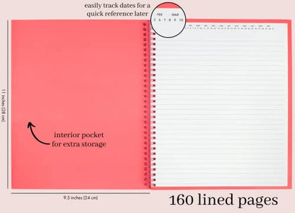 kate spade new york Large College Ruled Notebook, 11" x 9.5" Spiral Notebook with 160 Pages - color: Forest Feline