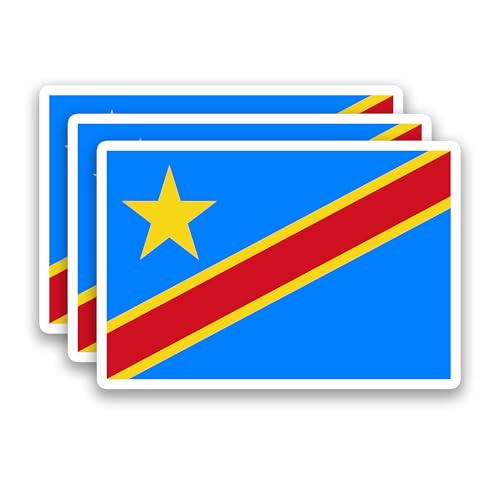 (3Pcs) Democratic Republic of the Congo Flag Stickers – Congolese Sticker - color: Democratic Republic of Congo