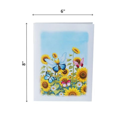 Sunflowers with Butterflies 3D Get Well Soon Card, Sympathy Cards, Thinking of You Pop Up, Mothers Day Card, 6x8in 3D Birthday Cards for Women for Wife, Her, Sister, Grandma (PQ Sunflowers w Butterflies) - color: Sunflowers w Butterflies