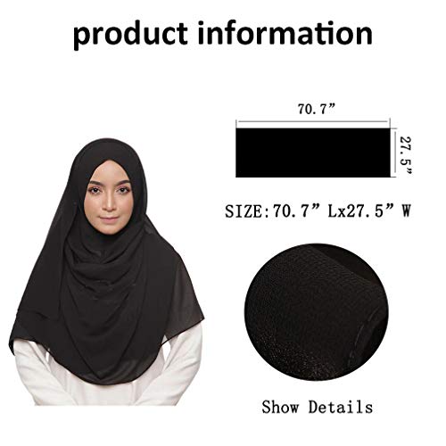 LMVERNA Solid Color Bubble Chiffon Scarf for Women Fashion Soft Hijab Long Scarfs Wrap Scarves - color: Black