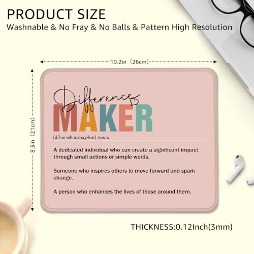 Difference Maker Definition Non-Slip Mouse Pad with Stitched Edge - color: Pink & Black & Green
