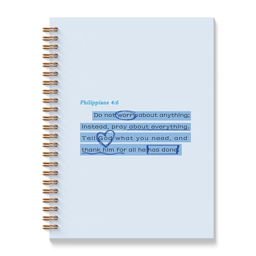Blue Bible Verse Notebook - Blue Christian Journal, Preppy Christian Spiral Notebooks, Prayer Bible School Supplies Notebooks, Preppy Christian Gifts, Coworker Gifts, 5.5x8.3 Inches - color: Blue Christian