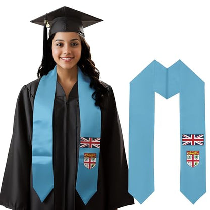 Graduation Satin Sash Scarf 72" Stole - color: Fiji Flag