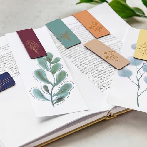Harloon 48 Pcs Floral Magnetic Bookmarks Gold Foil Floral Bookmarks Women - style: Floral
