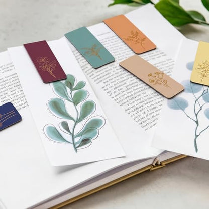 Harloon 48 Pcs Floral Magnetic Bookmarks Gold Foil Floral Bookmarks Women - style: Floral