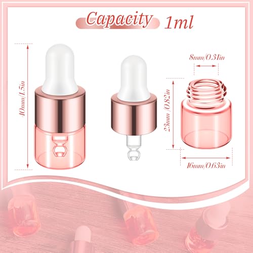 Didaey 100 Pcs Mini Glass Oil Dropper Bottle, 1 ml, Blush Pink - color: Blush Pink, size: 1 ml