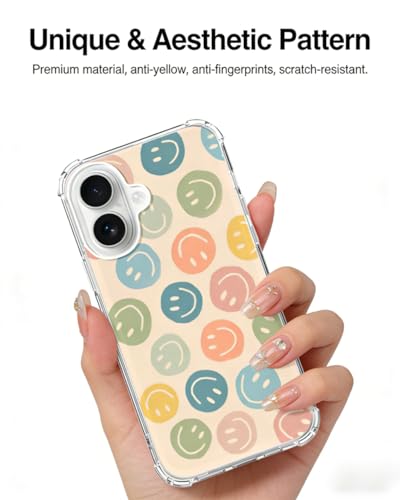 Cute Colorful Smile Face Phone Case Compatible with iPhone 17, Happy Face Phone Cover for iPhone 17 - color: Colorful Smile Face