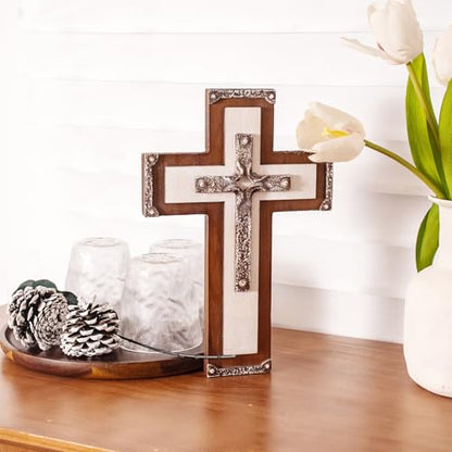 Christian Decorative Wall Cross Art Wooden Hanging Rustic 3 Layered