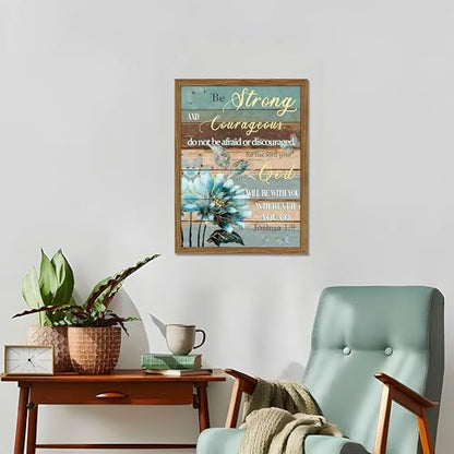 Bible Verse Canvas Wall Art Joshua Scripture Pictures Wood Framed 12x16 In - color: Joshua1 - wood, size: 16"L x 12"W