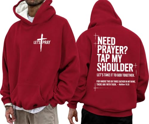 Christian Sweatshirts For Women Need Prayer Tap My Shoulder Hoodie Sweater - color: Claret-1, size: Small