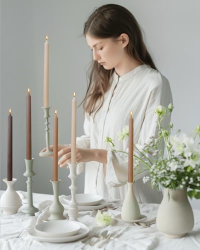 Candlesticks Brown Taper Candles 10.5 inch Dripless Tapered Candles Ideal as Dinner Candles Smokeless and Unscented Long Burning,Set of 12 - color: Ribbed10.5''-Gradient Brown