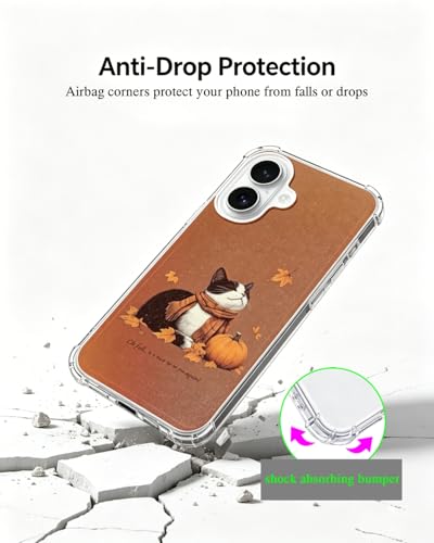 Halloween Cat Phone Case Compatible with iPhone 17, Cute Orange Fall Phone Cover for iPhone 17 - color: Halloween Cat