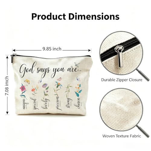 Christian Floral Makeup Bag, Bible Affirmation, God says you Bag