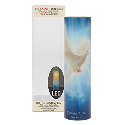 The Saints Collection Holy Spirit Flickering Lifelike LED Prayer Candle with Timer, Religious Home Decor, Gift Ideas for Friends and Family - size: 1 Count, style: Holy Spirit