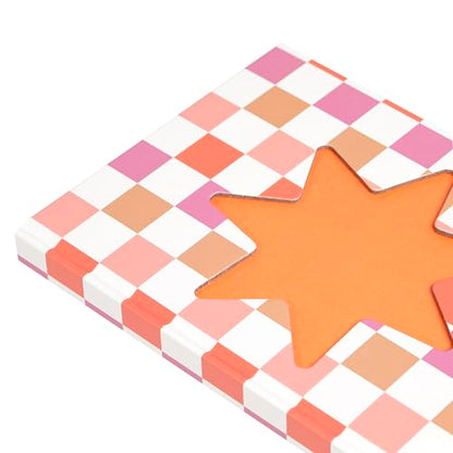 Pearhead Pink & Orange Star Cutout Hardcover Graph Notebook, 6.25x8.25 Grid Journal for Bullet Journaling, Planning & School Notes, 200 Pages - color: Orange Cut-Out Checkered Graph Journal